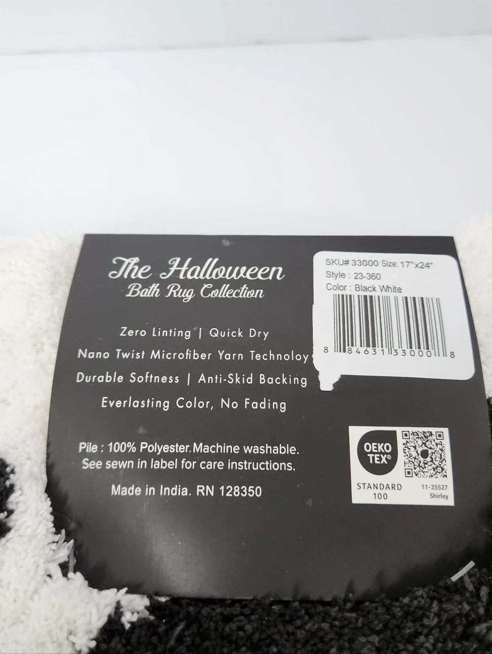 Halloween Ghost Black & White Bath Mat -